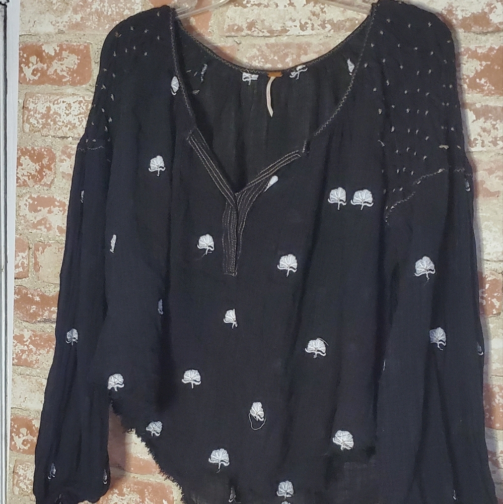 Free people embroidered peasant top